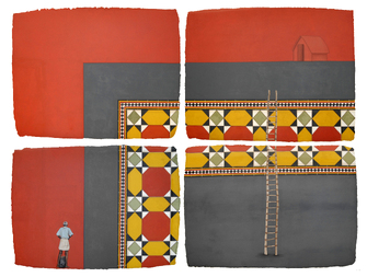 Desmond Lazaro, Chettinad Tile III (4-parts), 2009, &copy; Desmond Lazaro
