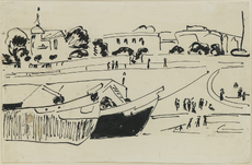 Ernst Ludwig Kirchner, Elbkähne in Dresden ( Barges on the Elbe River in Dresden), c. 1909