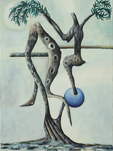 Hartmut Neumann, Verholzte Baumskulptur (blaue Kugel), 2023