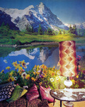 Thomas Wrede, Gebirgslandschaft mit Kissen und Lampe (aus der Serie 'Domestic Landscapes'), 2000, &copy; Thomas Wrede, VG-Bildkunst Bonn