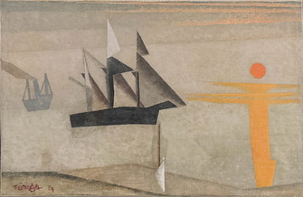 Lyonel Feininger, Schiffe und rote Sonne, 1924