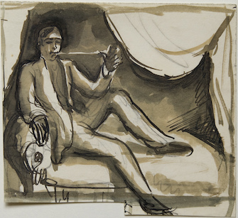 August Macke, Mann auf Sofa, 1909/10