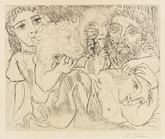 Pablo Picasso, Minotaure, Buveur et Femmes (Suite Vollard), 1933
