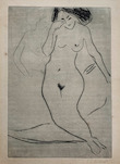 Ernst Ludwig Kirchner, Auf Bett sitzender Mädchenakt, 1909