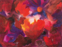 Herbert Beck, Große rote Komposition (orangene und violette Blüten)
