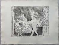Pablo Picasso, Minotaure aveugle guidé dans la Nuit par une Petite Fille au Pigeon ( Suite Vollard), 1934 (23. Oktober)