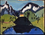 Gabriele Münter, Landschaftsskizze mit Schneebergen (verso: Dame am Stuhl, schlafend), 1922/23
