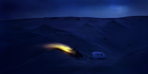 Thomas Wrede, Wohnwagen am Feuer (from the series 'Real Landscapes'), 2005, &copy; Thomas Wrede, VG Bild-Kunst, Bonn